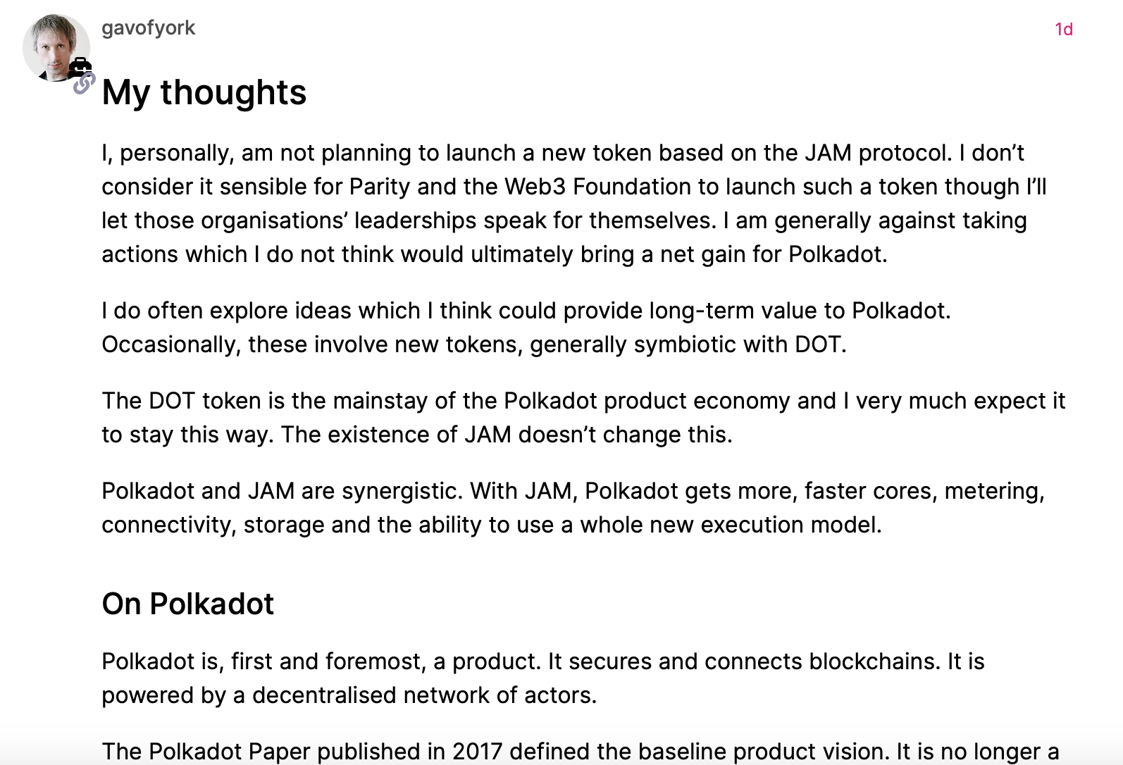 Le fondateur de Polkadot, Gavin Wood, a confirmé: le protocole JAM n'émettra pas de nouveaux jetons